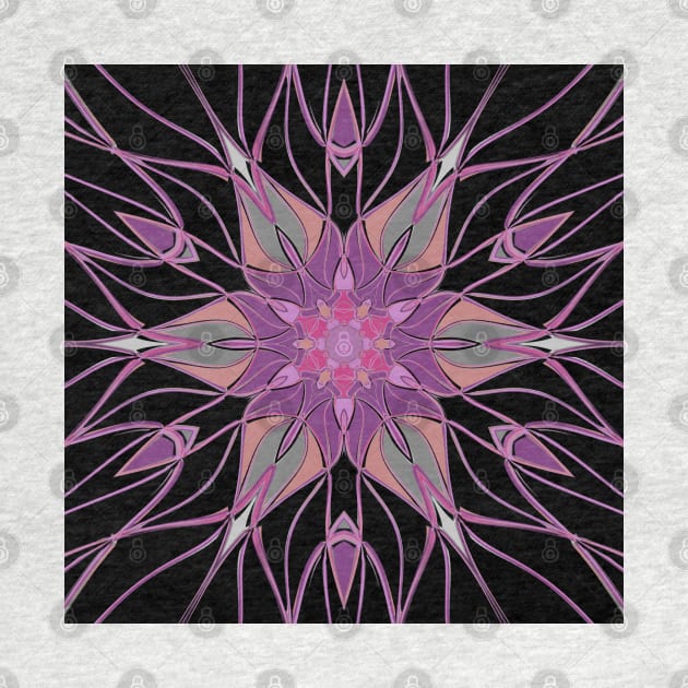 Cartoon Mandala Flower Black Purple and Pink by WormholeOrbital